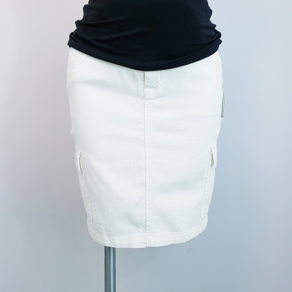 NWT Hudson Jeans Maternity Cargo Denim Skirt Off White Stretchy 27
